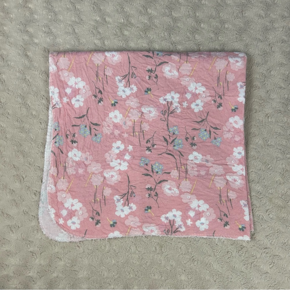 Little Beginnings Pink Floral Baby Receiving Blanket Flannel Gray White Flowers